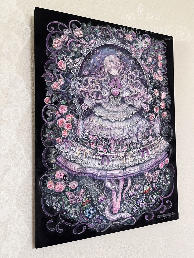 【絵画作品】薔薇色硝子の少女