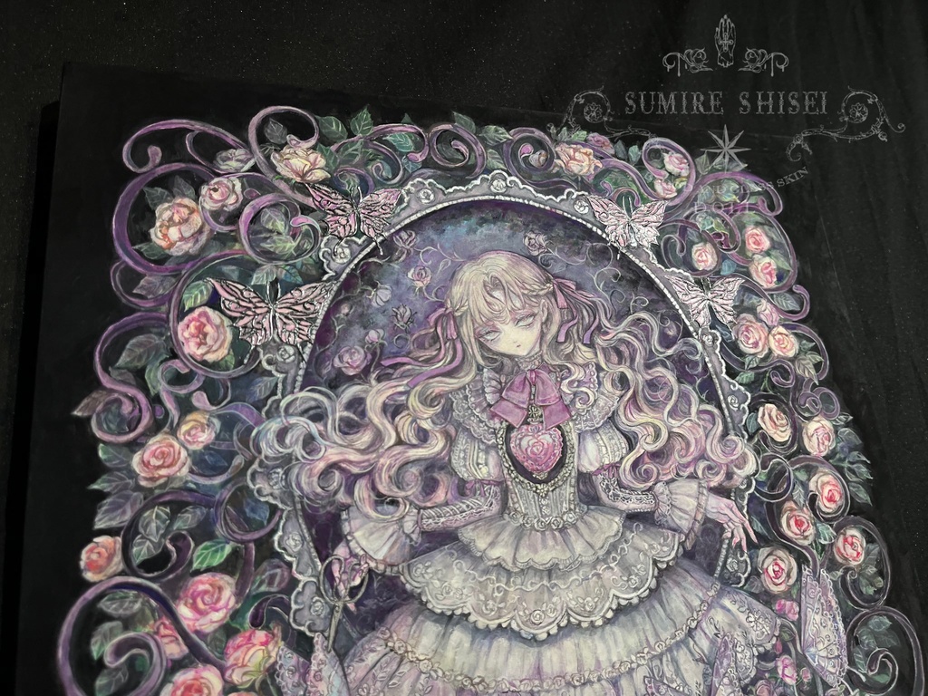 【絵画作品】薔薇色硝子の少女