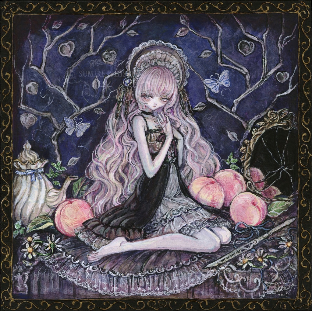 【絵画作品】Peaches and Dolls(桃とお人形)