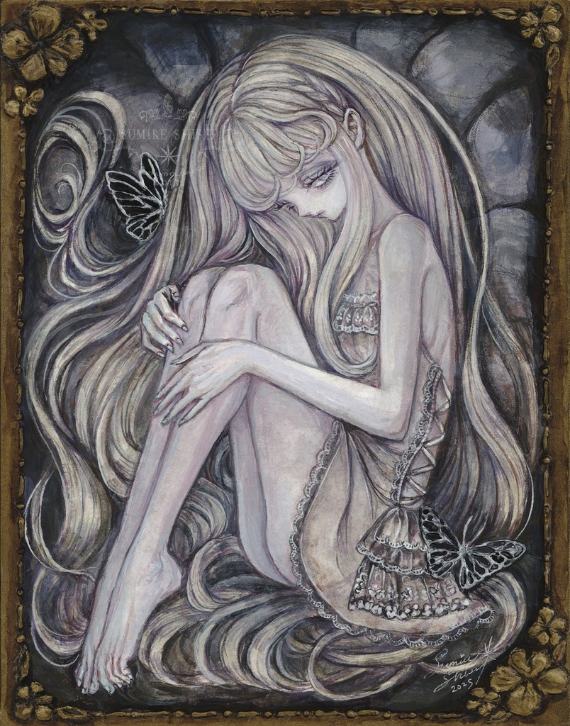 【絵画作品】匣の中の少女(Noir)