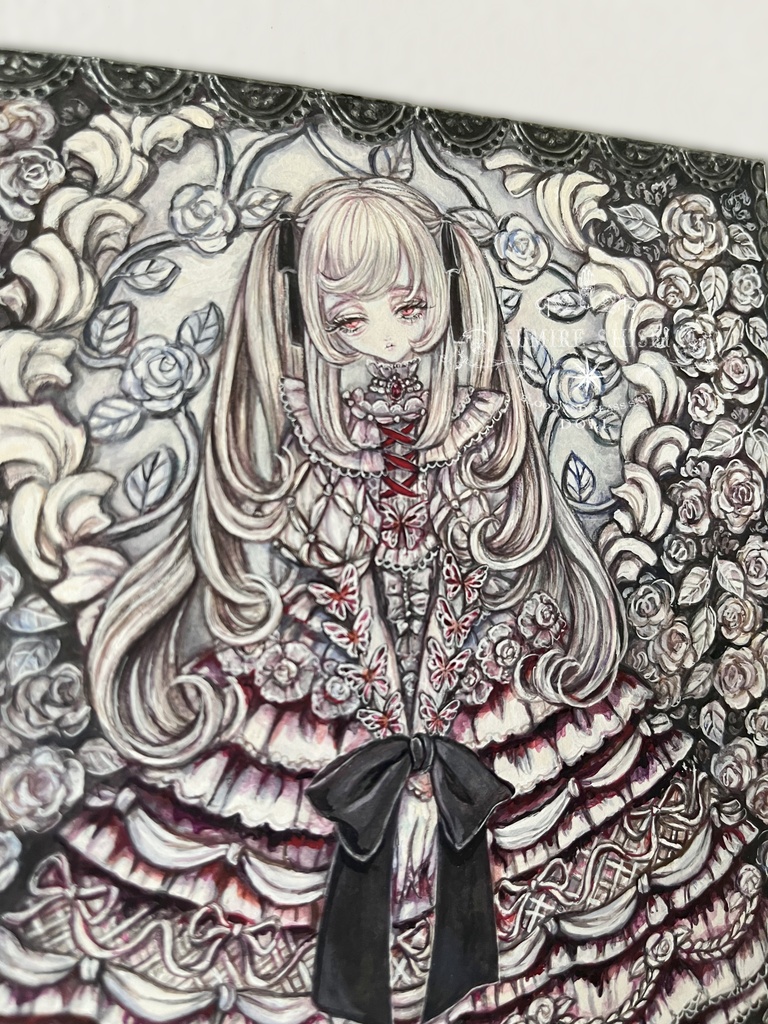 【絵画作品】Crimson Cream Cake Doll 🤍🍓