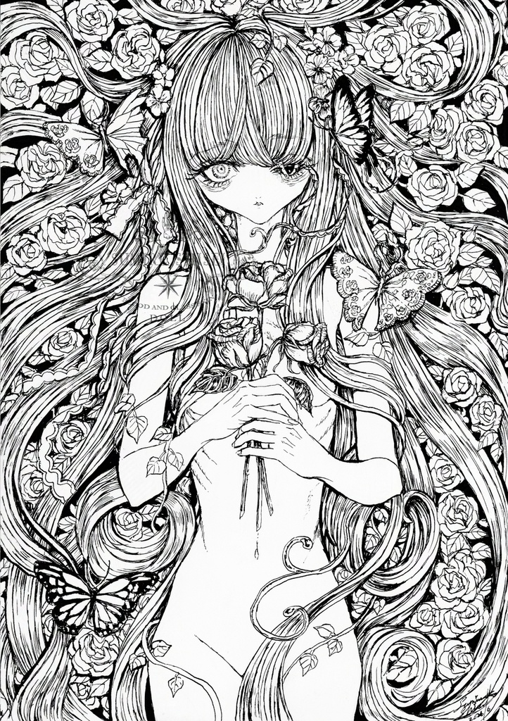 【ペン画】オデットの庭