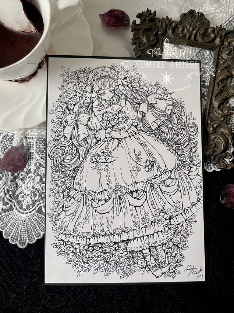 【ペン画】白い春の人形