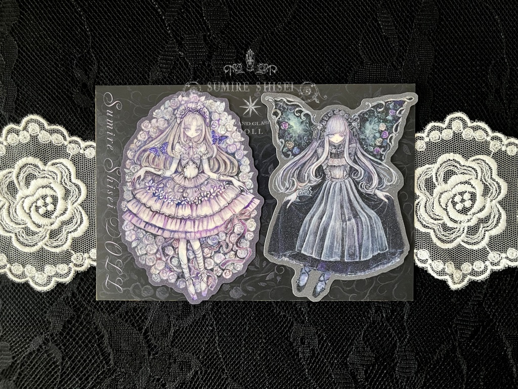  春の少女のラメステッカーセット <Odette & White Bouquet>