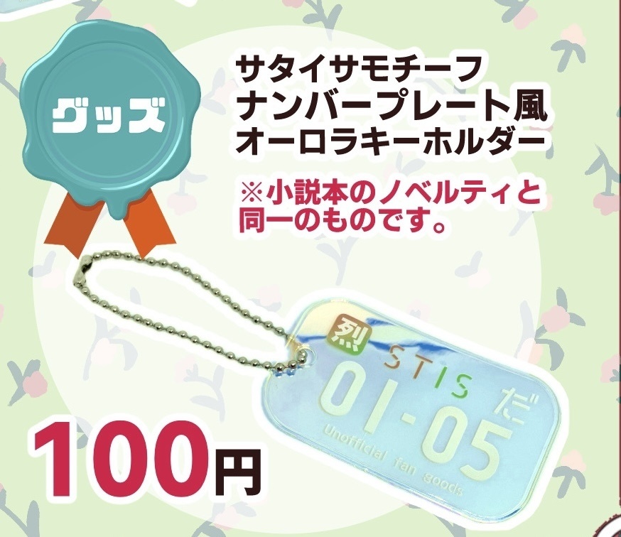 【展示のみ】サタイサモチーフ　ナンバープレート風オーロラキーホルダー