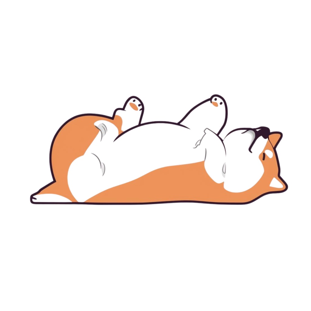 Heso-ten Shiba Inu Clipart|へそ天柴犬クリップアート12点セット(Cute Sleeping Dog Illustration)PN