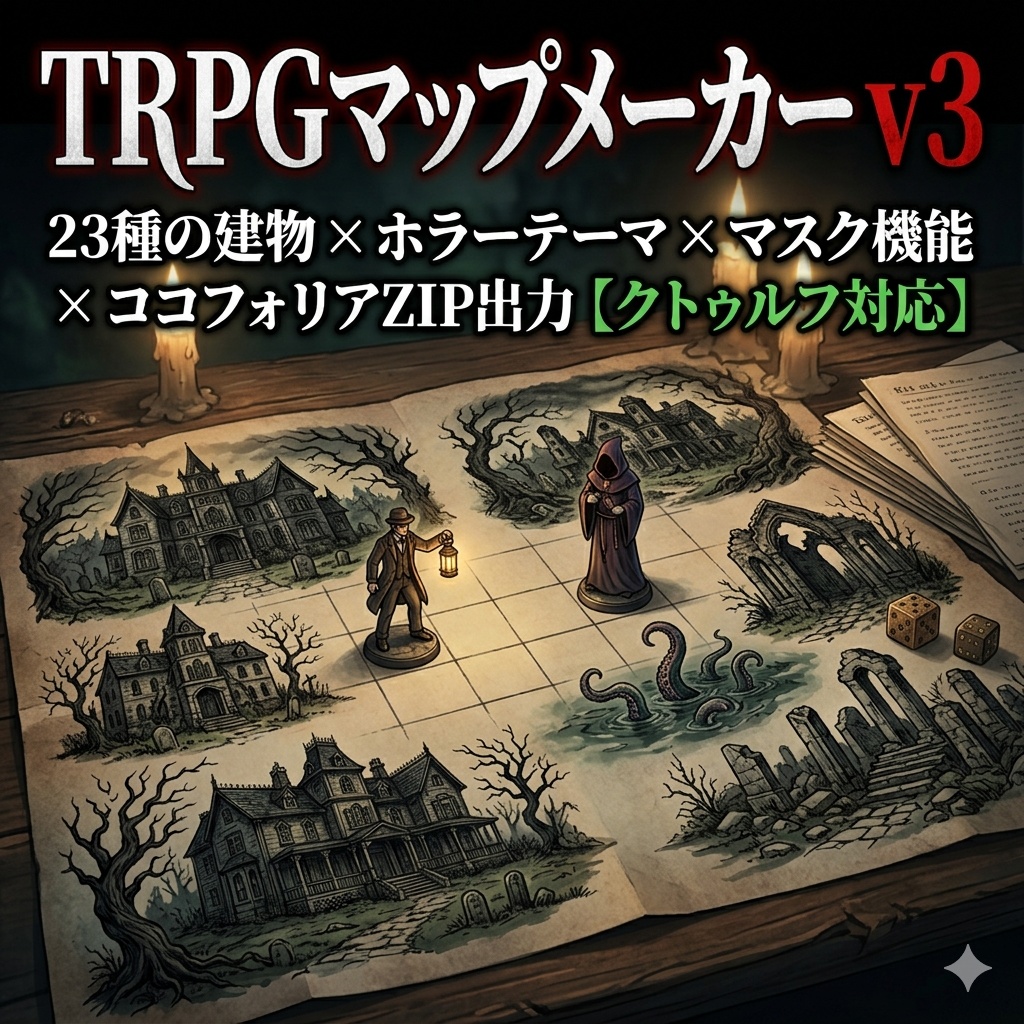 TRPGマップメーカー — 現代建築の間取り図を自動生成【無料版あり / ココフォリア対応 / クトゥルフ】