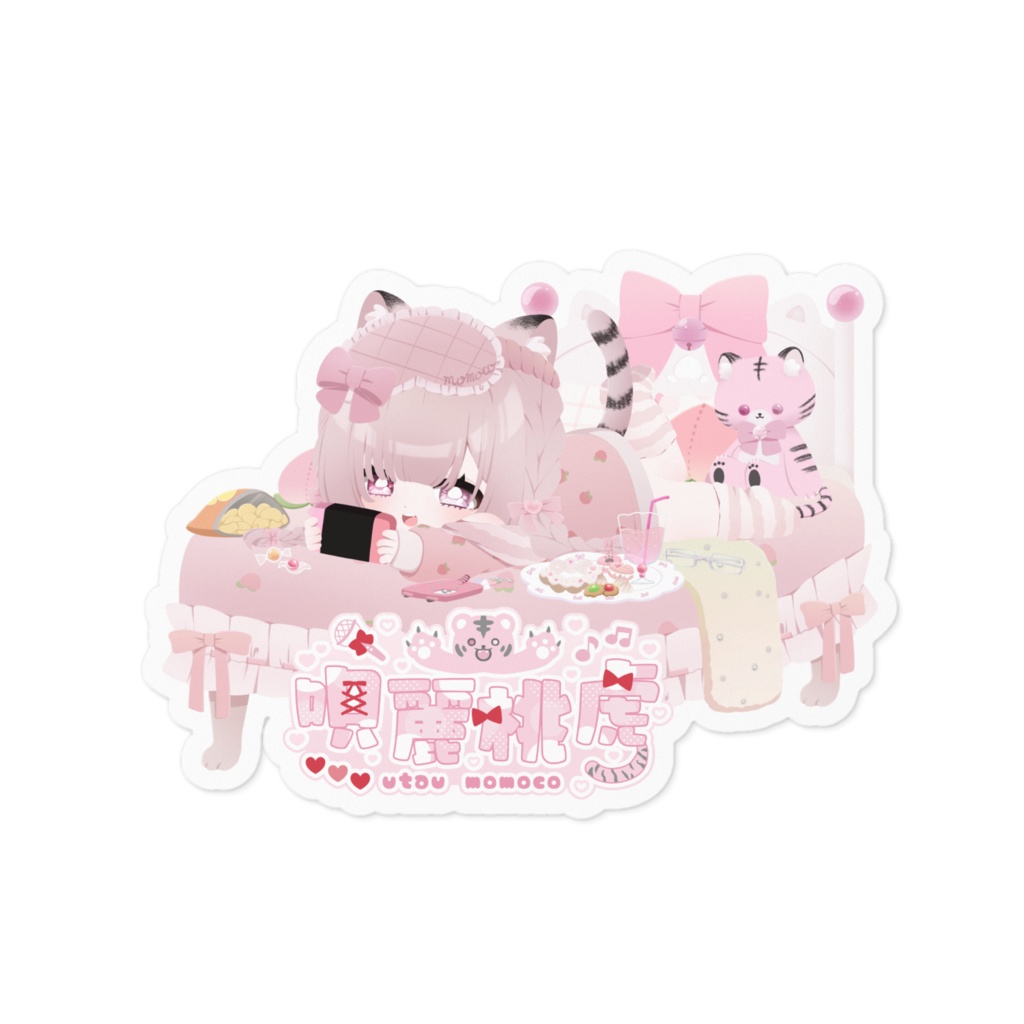 【部屋着】ももにゃんステッカー