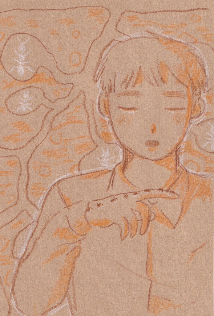 クラフト紙ドローイング 「虫」