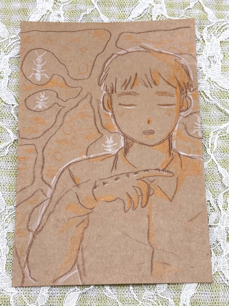 クラフト紙ドローイング 「虫」