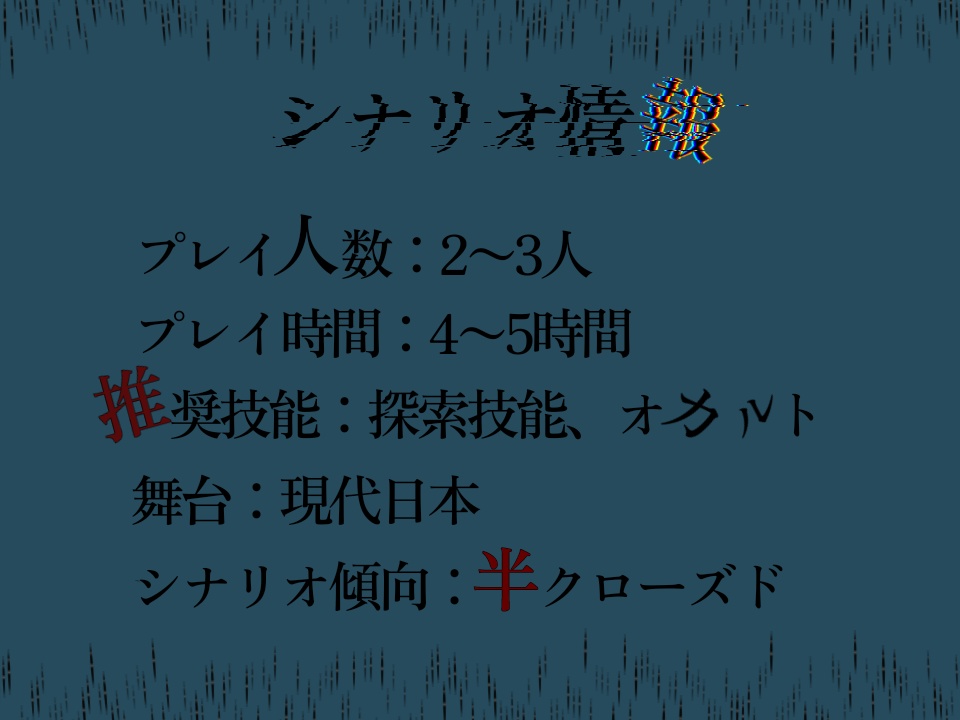 【CoC】怪奇ボランティア Log.1じり村