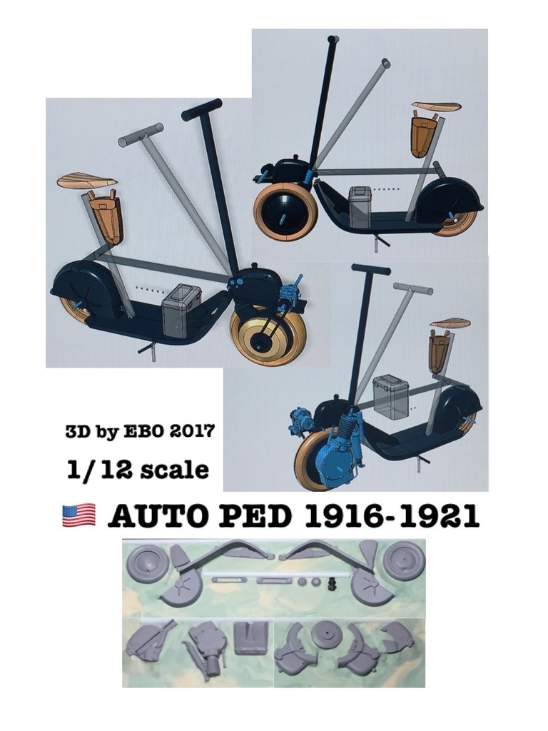 １/１２ scale　AUTO PED １９１６－１９２１’s　スクーター　「オートペッド」　光硬化レジンキット 匿名配送あんしんBOOTHパック ネコポス