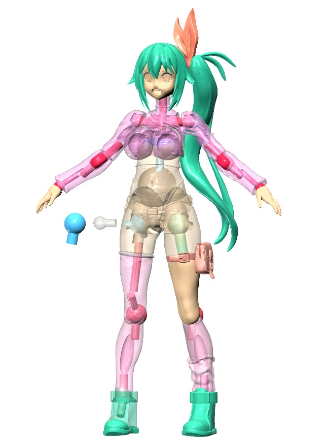 AKG01ガデ子ちゃん ふる可動12分の1スケール 3D プリンター 出力 3色 キット (c)acus/しのづかあつと 匿名配送あんしんBOOTHパック ネコポス ^^