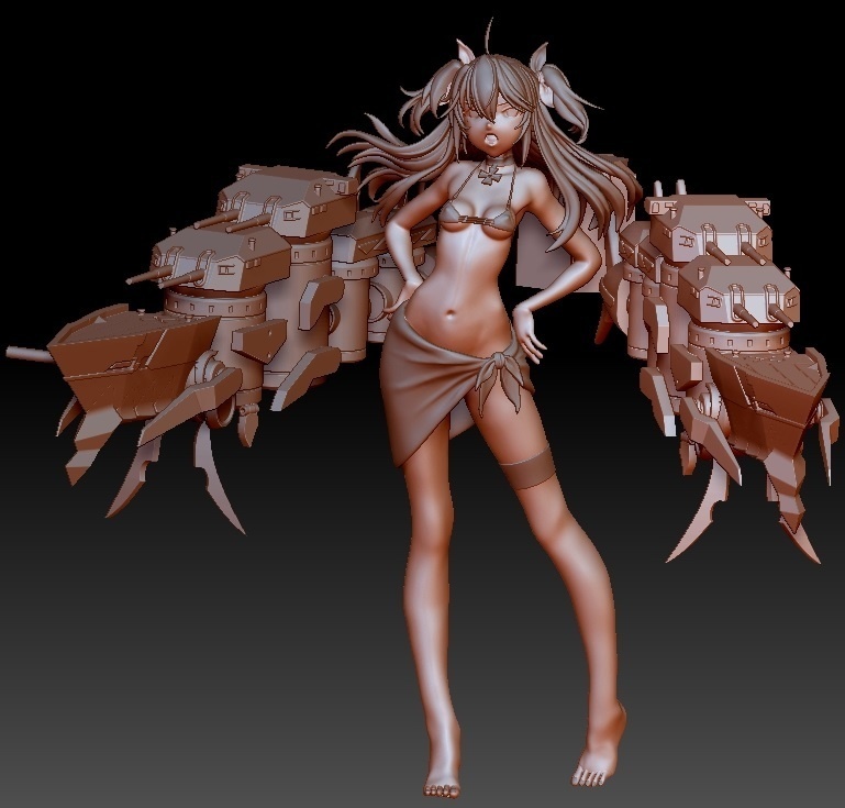 1/7scale アズールレーン アドミラル・ヒッパー ちゃんの 「艤装(ギソウ)ちゃん1尾」の出力レジンキット