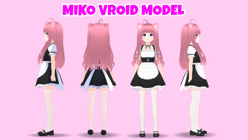 MikoChan pink haired maid catgirl VRoid Model