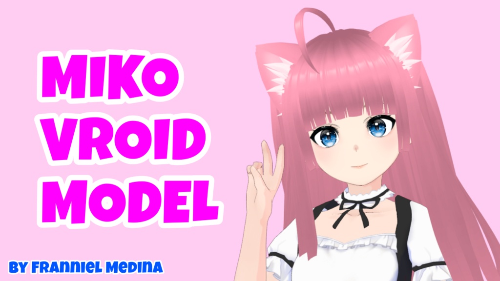 MikoChan pink haired maid catgirl VRoid Model