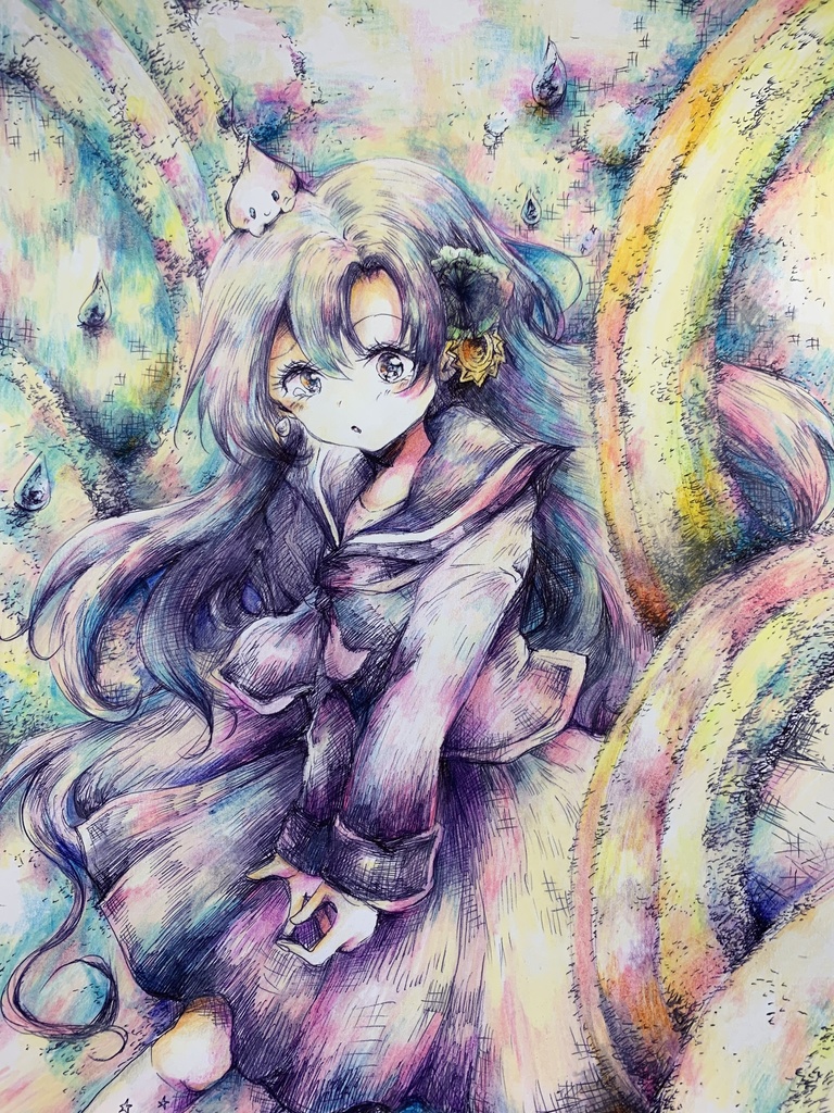 手描きイラスト 原画 316 雨と虹 Coffeeturbo Typed Booth