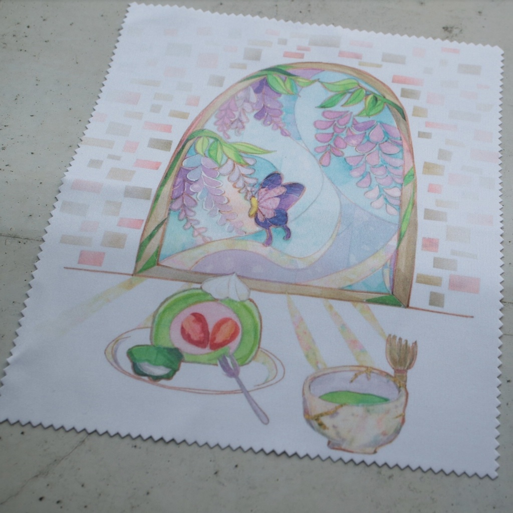 【メガネ拭き】藤色の窓辺でティータイム