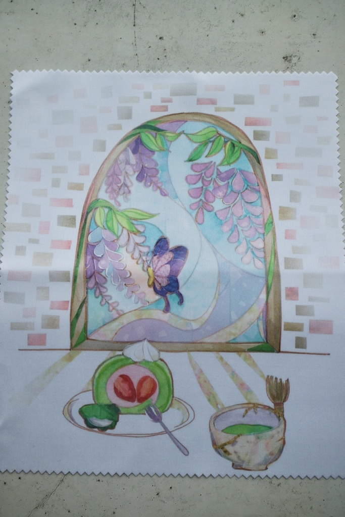 【メガネ拭き】藤色の窓辺でティータイム