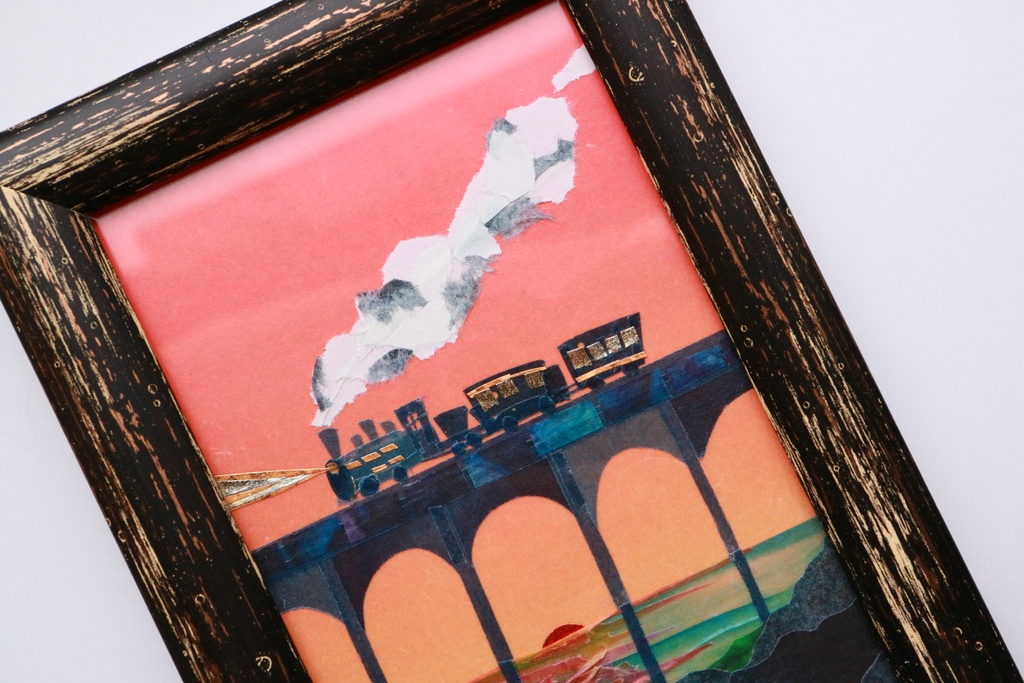 【原画】蒸気機関車と夕暮れ