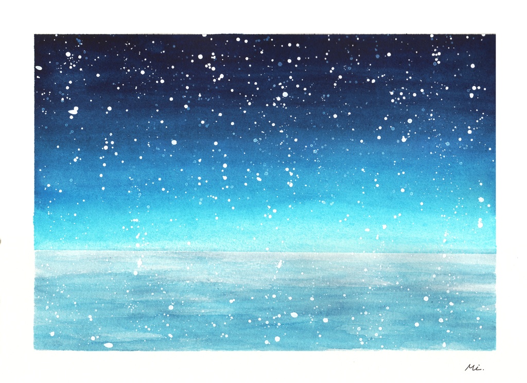 【水彩原画】冬の海 B5 182×257mm （023）
