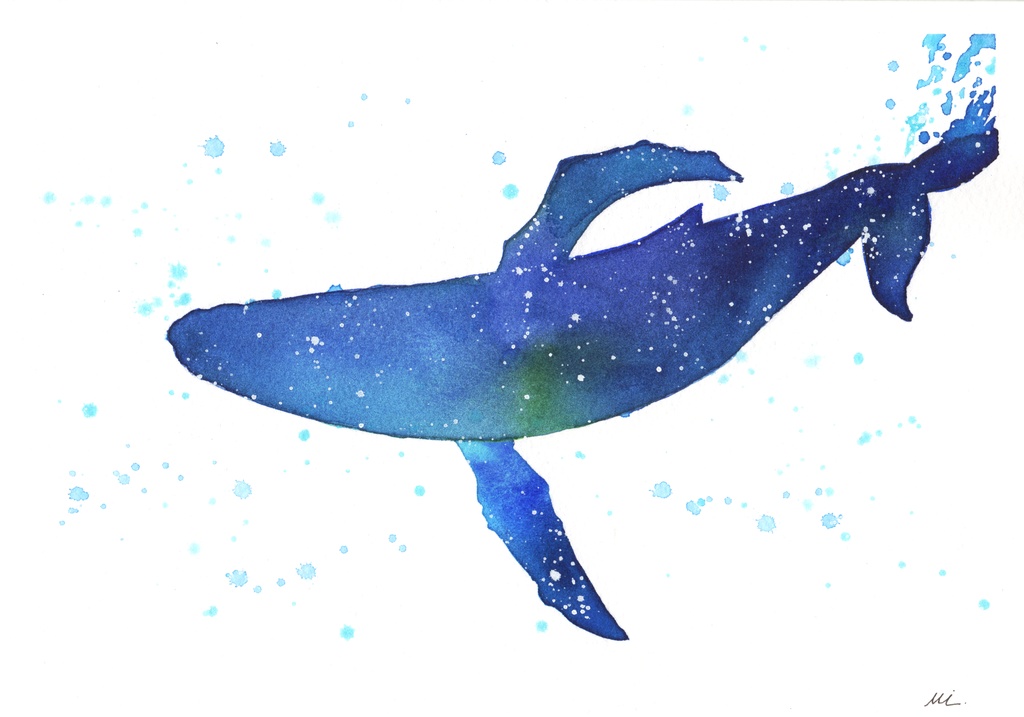 【水彩原画】泳ぐ宇宙 158×227mm