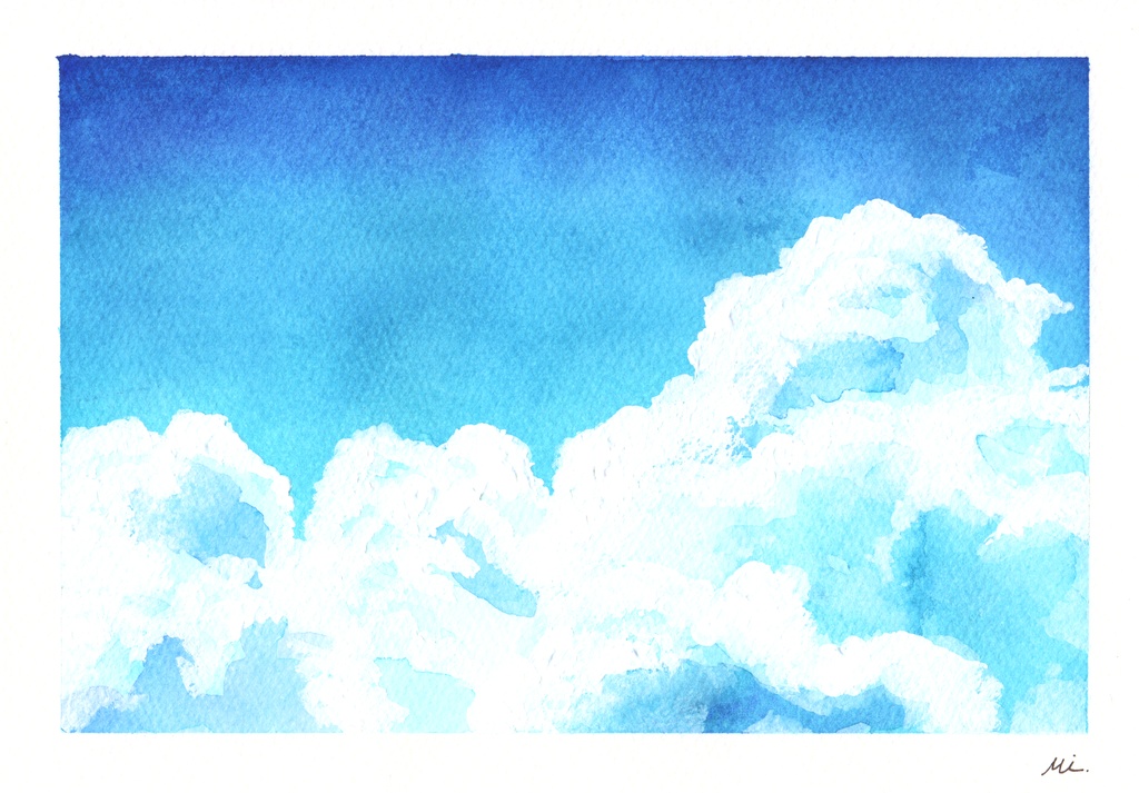 A4 水彩絵の具 水彩画 『雲』