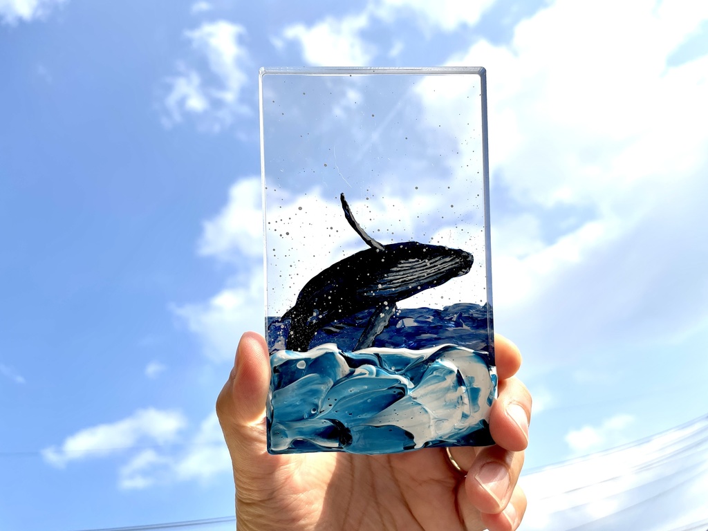 【アクリル原画】アクリルブロック ザトウクジラ 126×76mm