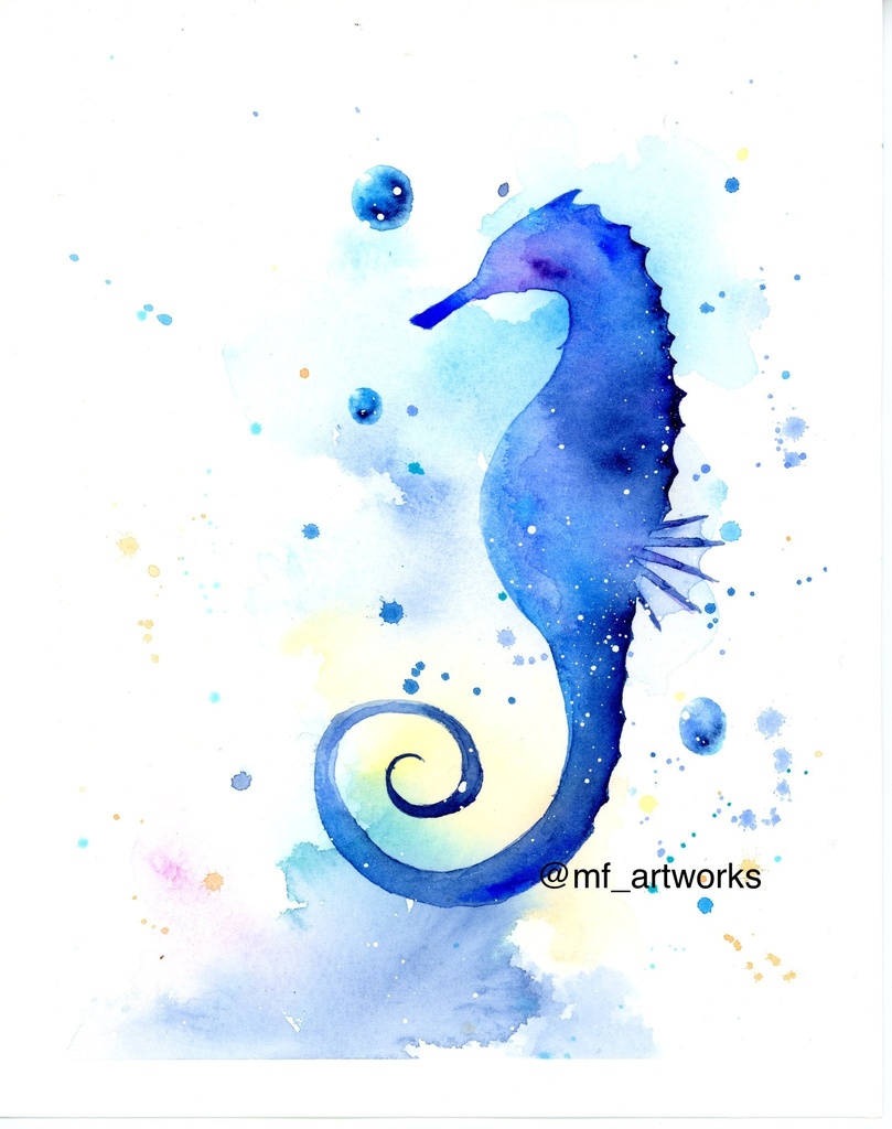 タツノオトシゴ【水彩原画】 約24×19cm
