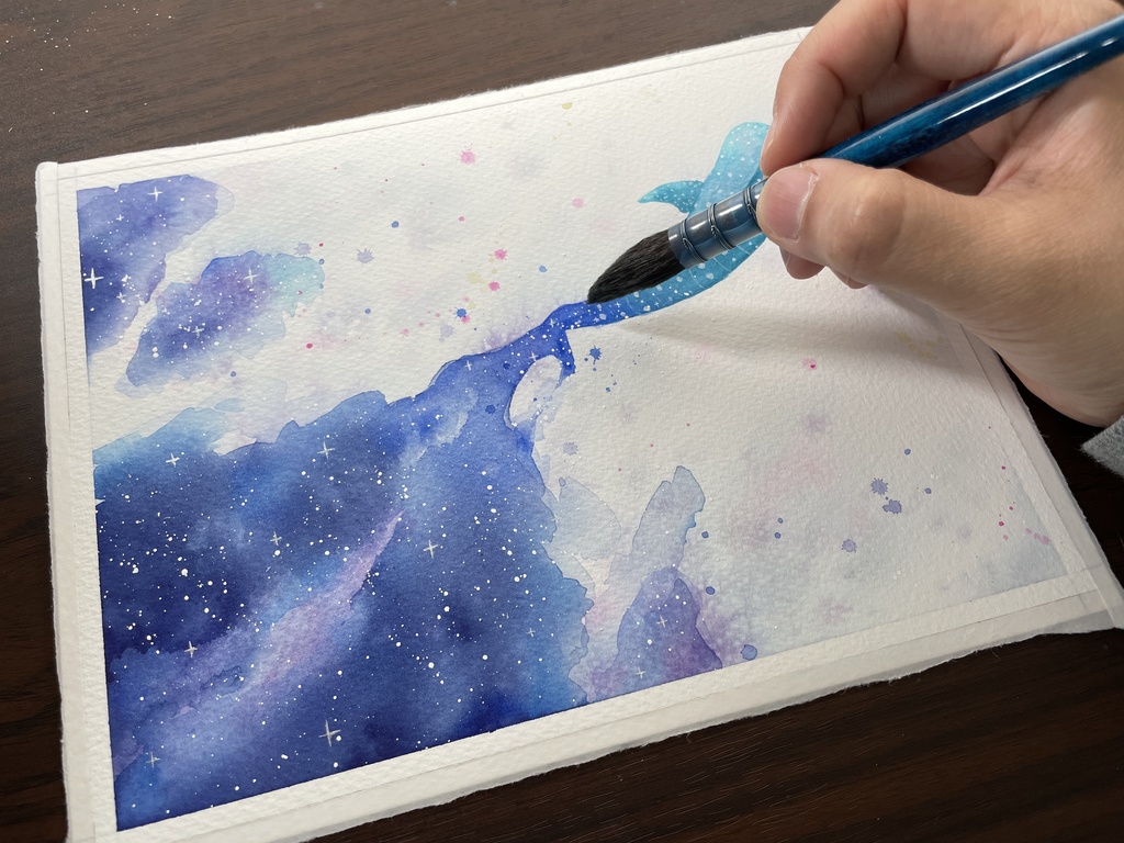 泳ぐジンベエザメ【水彩原画】 約19×24cm