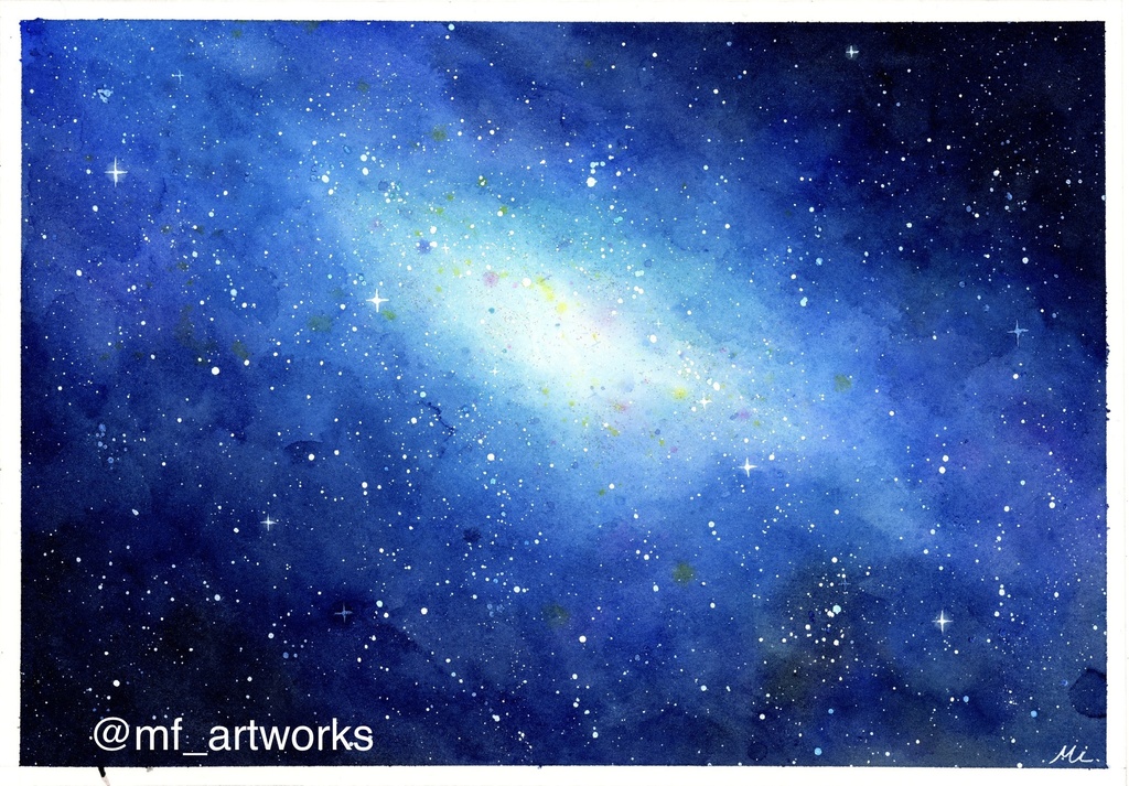 きらきら宇宙【水彩原画】 21×29.1cm