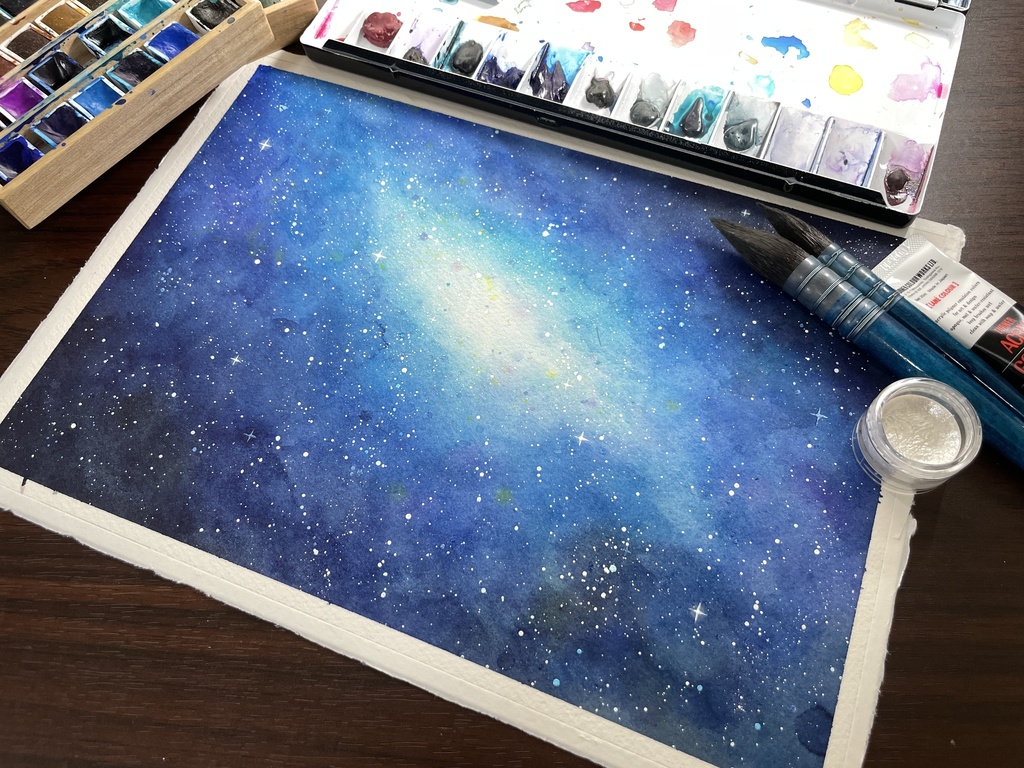 きらきら宇宙【水彩原画】 21×29.1cm