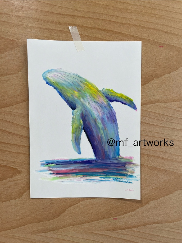 【オイルパステル原画】 ザトウクジラ