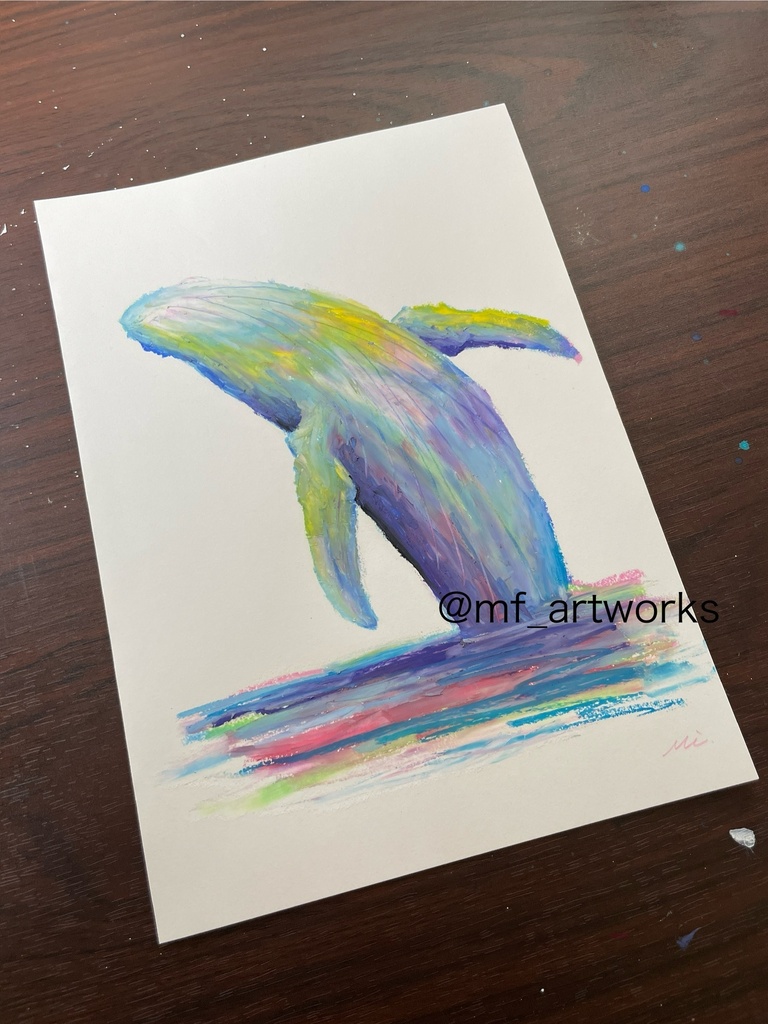 【オイルパステル原画】 ザトウクジラ
