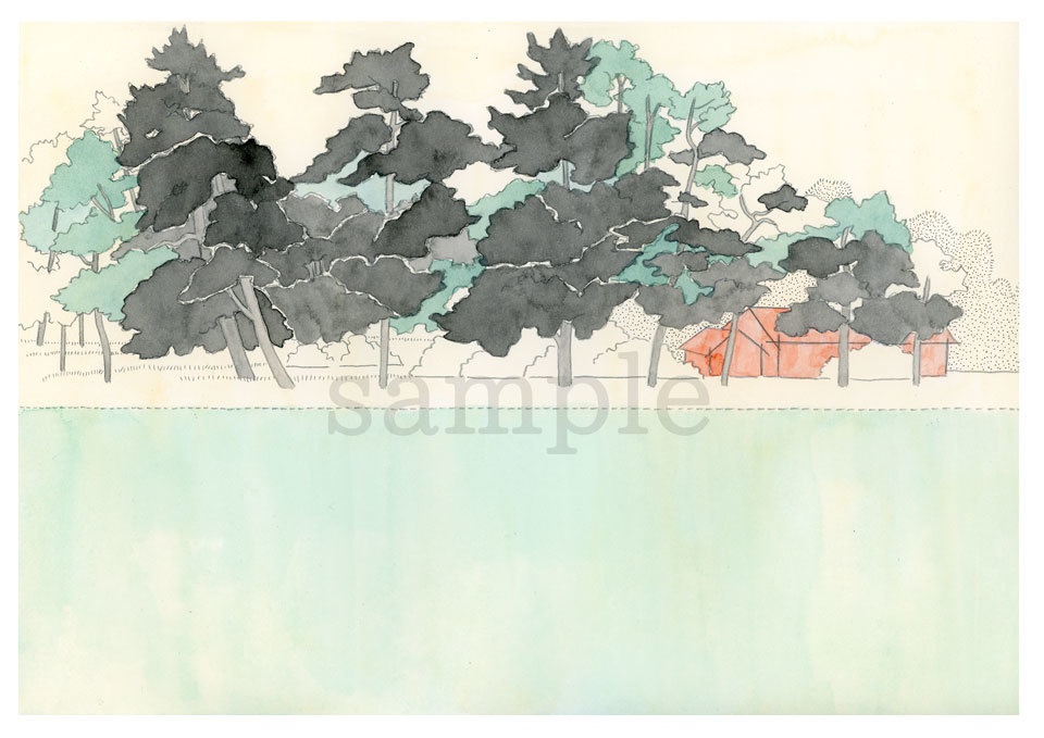 《海沿いの家》原画A4