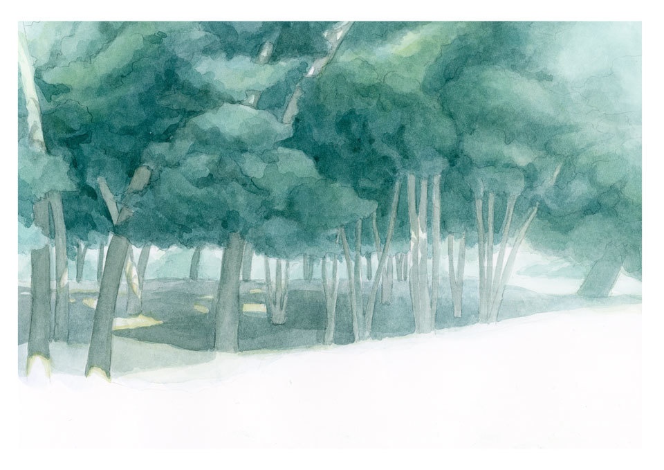 風景画《道(朝)》【原画】A4