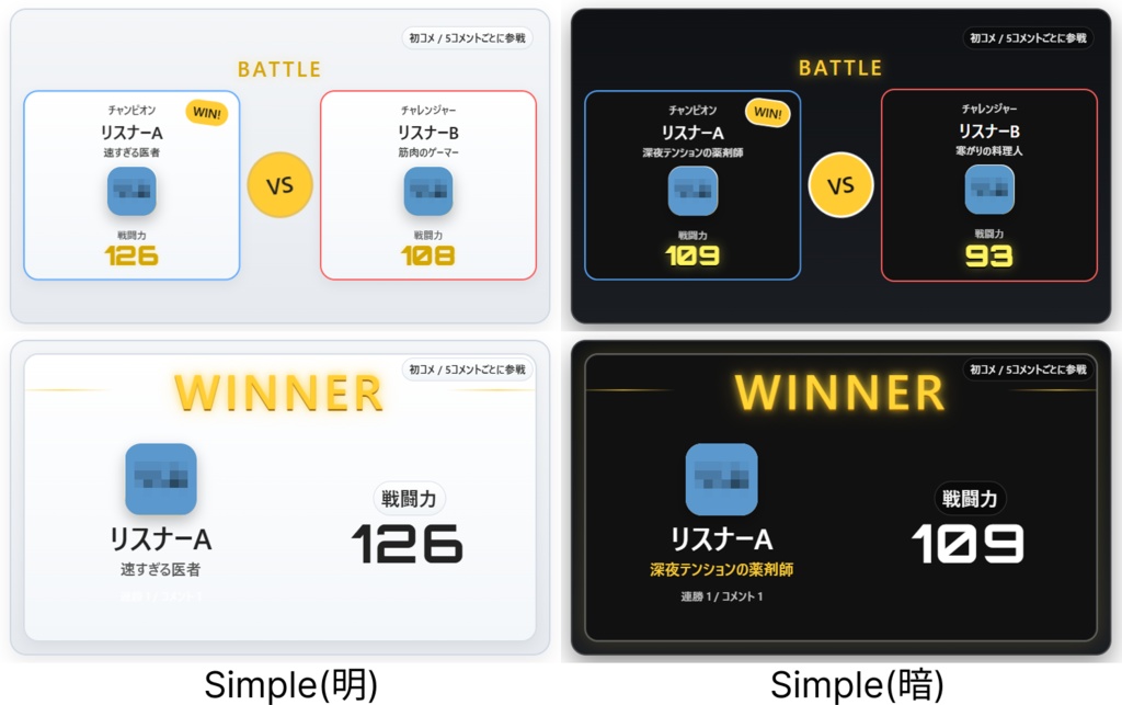 わんコメ用 リスナーバトルテンプレート