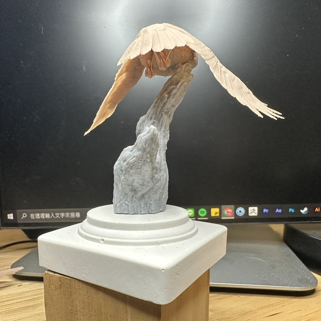 桌上野鳥図鑑 -ヒメフクロウ(飛行版)_未塗装キット