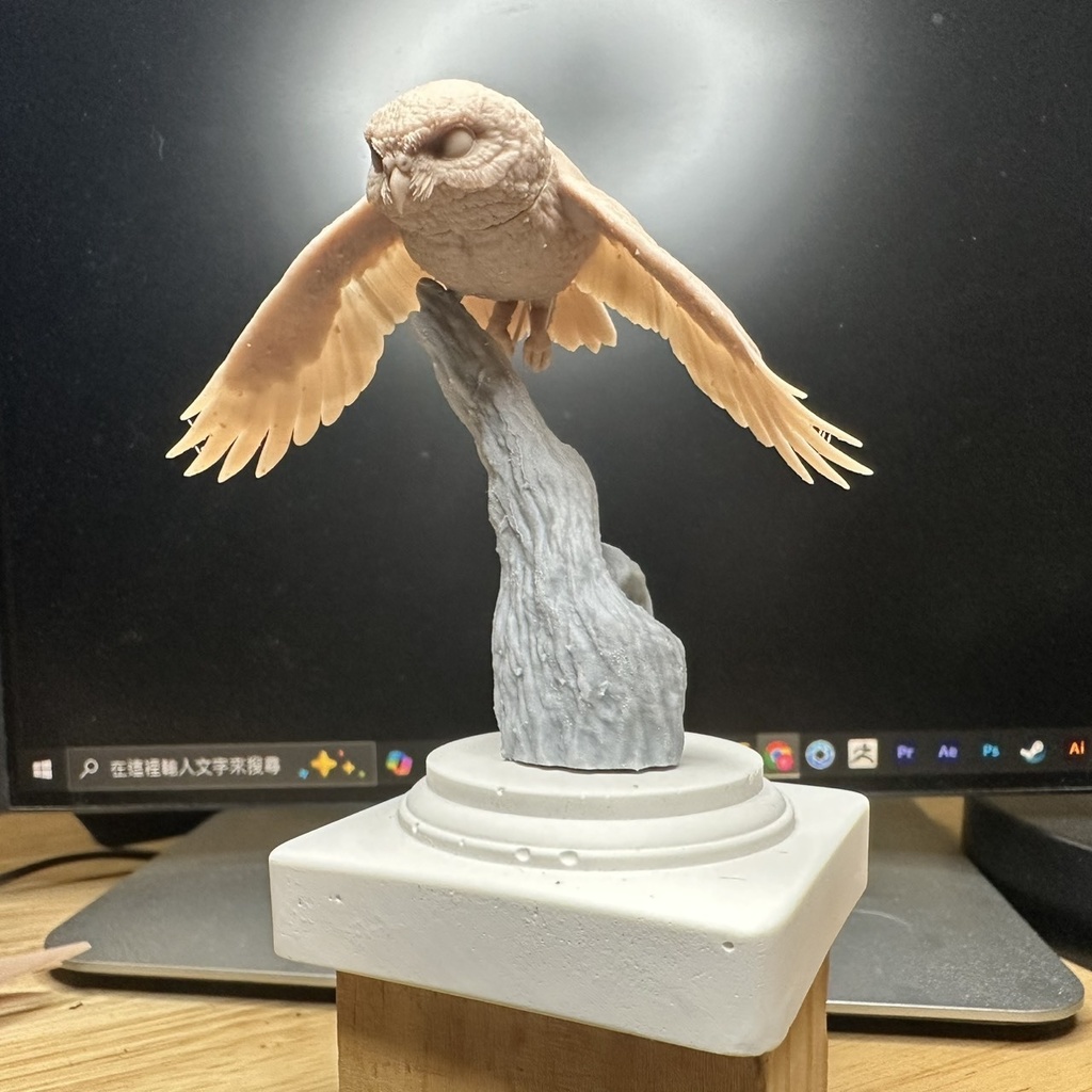 桌上野鳥図鑑 -ヒメフクロウ(飛行版)_未塗装キット