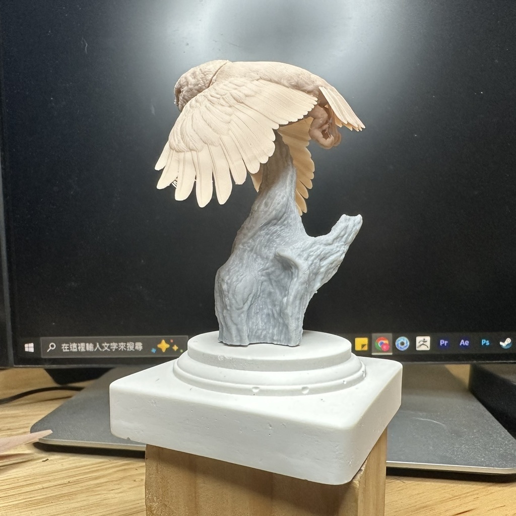 桌上野鳥図鑑 -ヒメフクロウ(飛行版)_未塗装キット