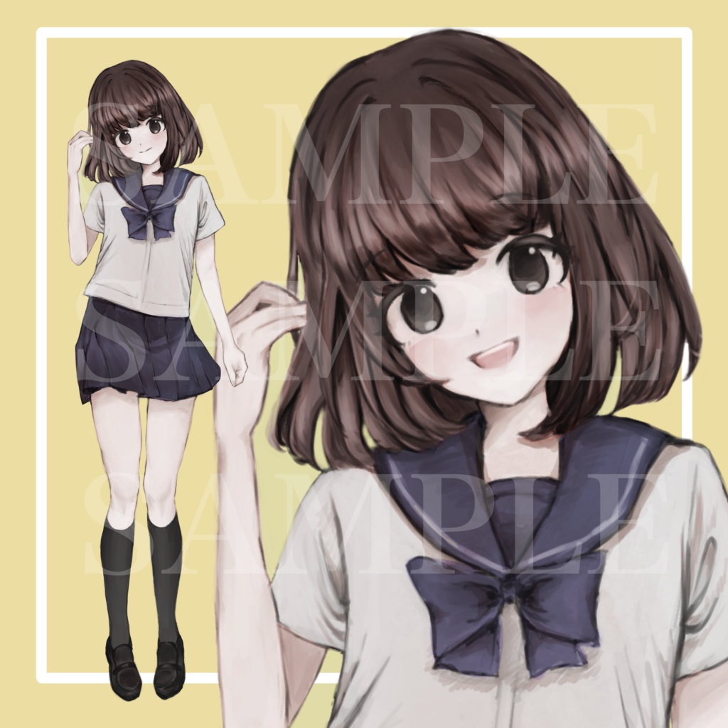 【立ち絵素材】セーラー服の女子生徒01