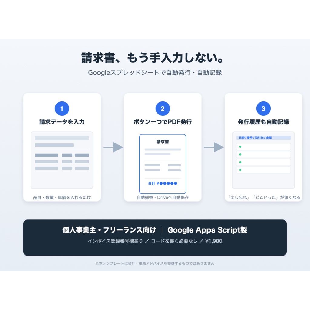 請求書、もう手入力しない。Googleスプレッドシートで自動発行・自動記録する請求書テンプレート