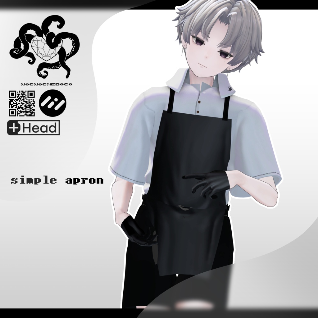 【+Head】simple apron / VRC想定3D衣装
