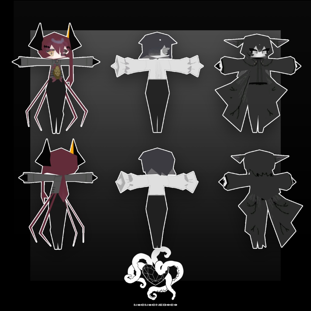 VRChat想定ローポリアバター|ラ・フルーロ&シャ・ソア=レ&A十ラr)=ア