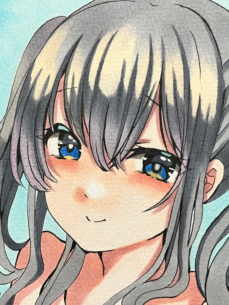 艦これ　手描きイラスト　鹿島　水着