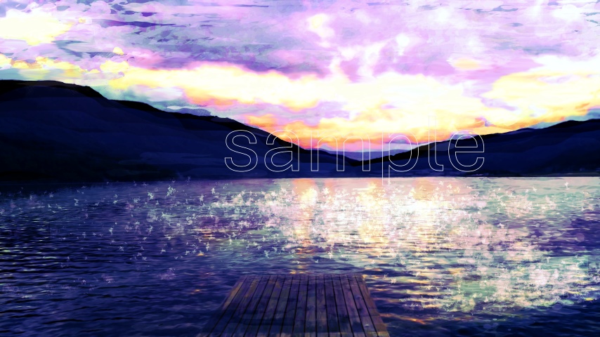 背景イラスト【桟橋のある湖】無料サイズあり