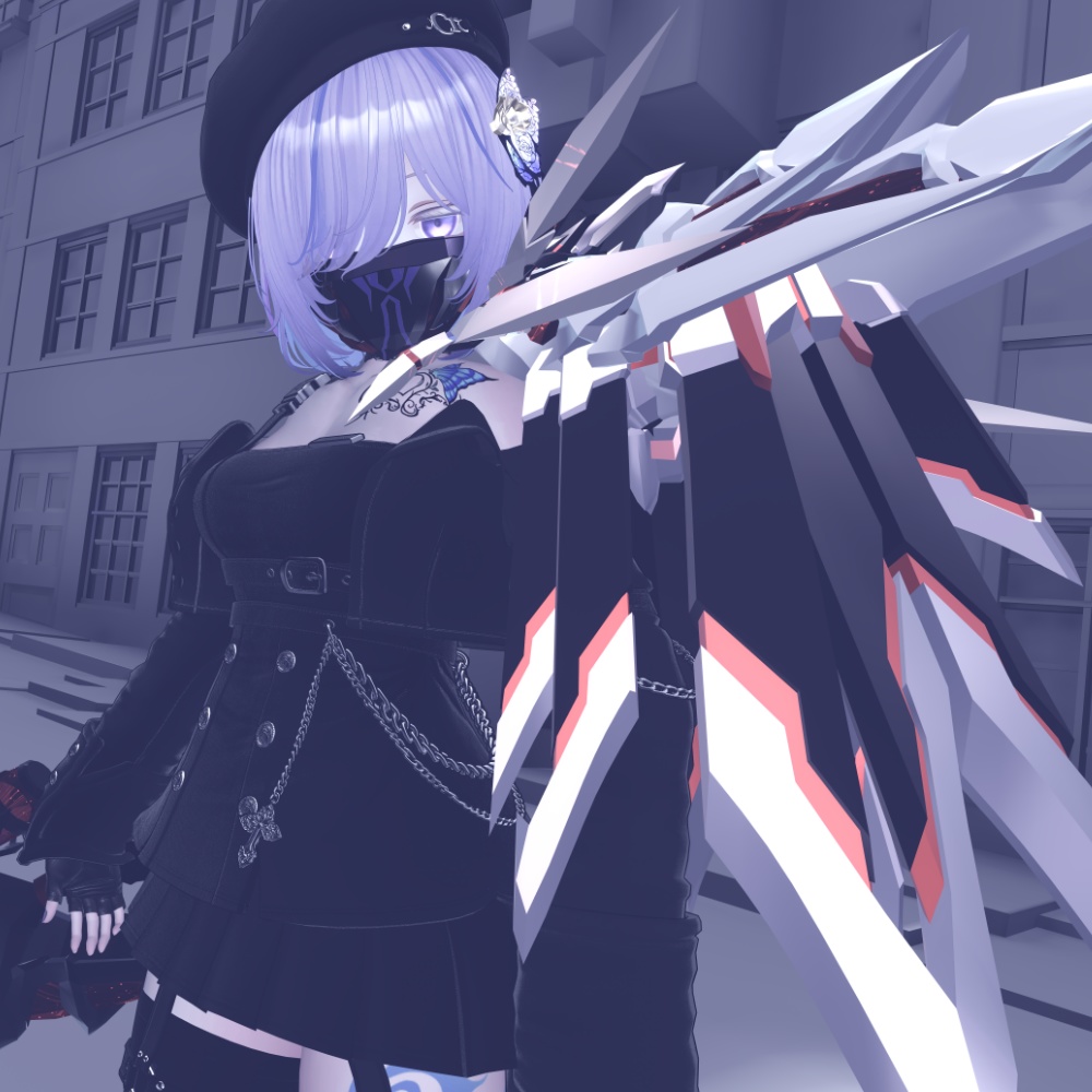 【VRC想定3Dモデル】装甲ヘッドギア-AinZele-「エインゼーレ」【メカアクセサリー】