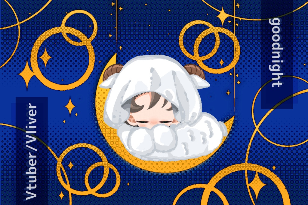 【無料】おやすみV素材【ミニ顔向け】