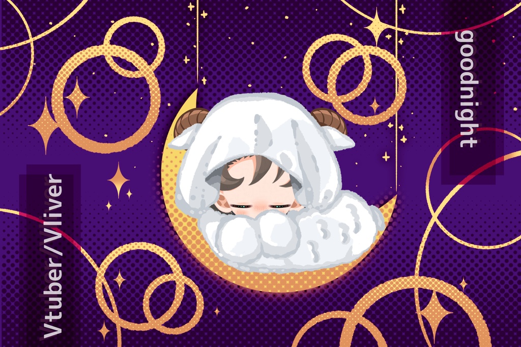 【無料】おやすみV素材【ミニ顔向け】