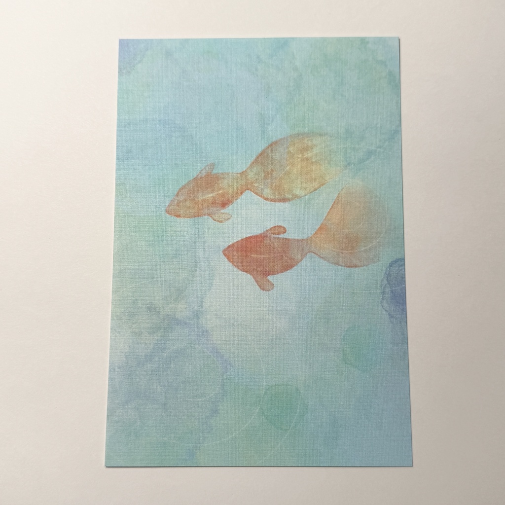 花火と金魚の彩りイラストカード (ポストカードサイズ)